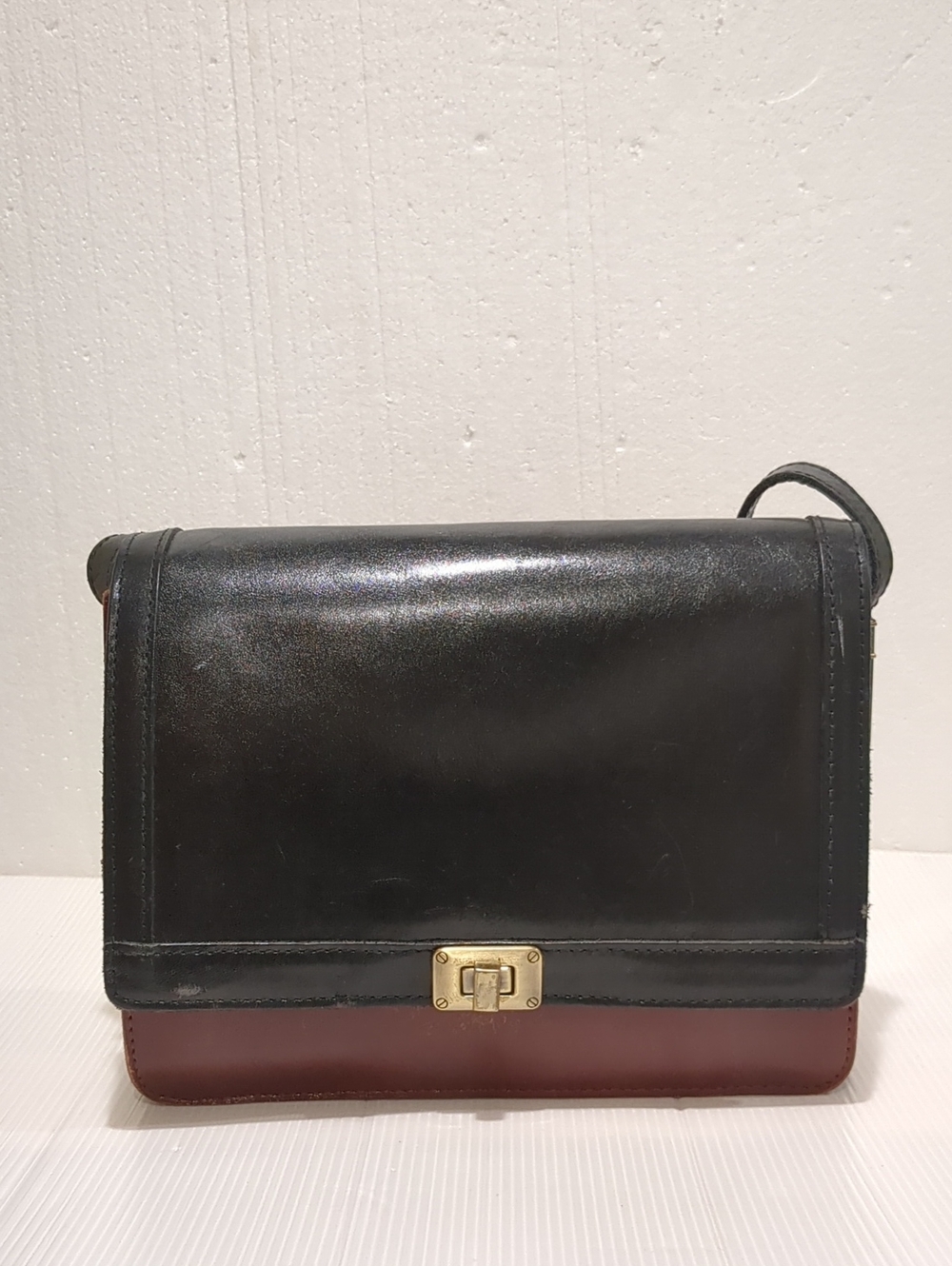Patricia Nash Sophiana Two-Tone Leather Crossbody Satchel Bag